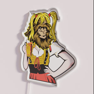 RGB Neon Oktoberfest Beer Drinking Girl Bigfoot Fraulein Sign Artwork