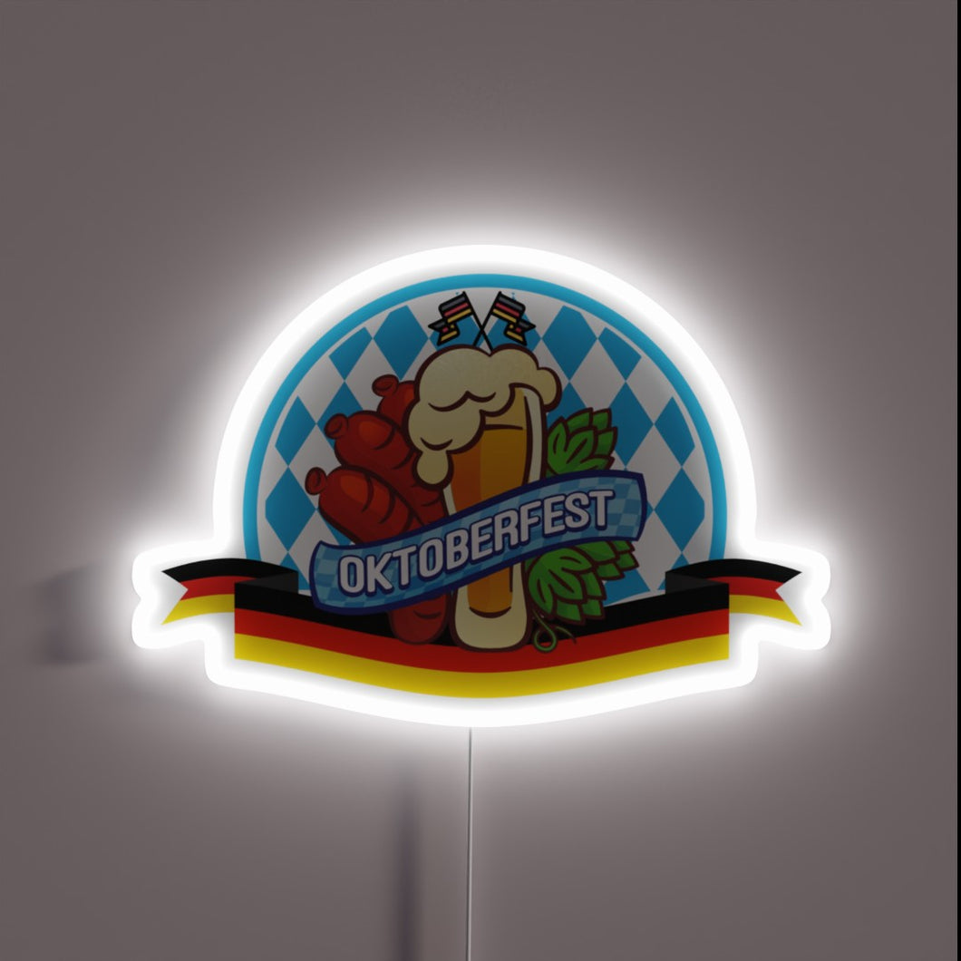 Electric neon sign celebrating vibrant spirit of Munich's iconic festival.