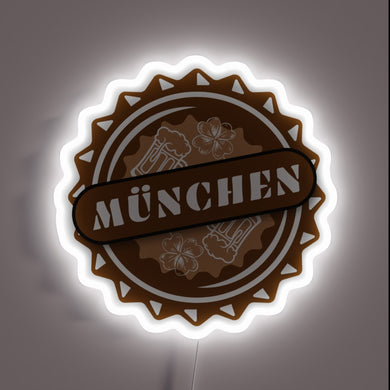 Vibrant RGB illuminated neon sign for Munich's iconic Oktoberfest celebrations