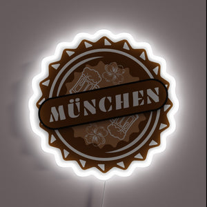 Vibrant RGB illuminated neon sign for Munich's iconic Oktoberfest celebrations