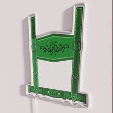 Load image into Gallery viewer, Vibrant Oktoberfest themed neon lederhosen green decorative bar sign