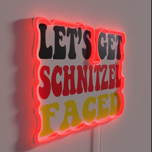 Colorful German-themed neon sign featuring festive Oktoberfest-inspired design graphics.