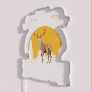 Traditional German themed Oktoberfest decor with deer and lederhosen design.