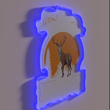 Load image into Gallery viewer, Vibrant Neon Sign Featuring Oktoberfest Lederhosen And Colorful Deer Tracht.