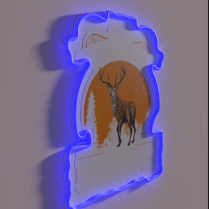 Vibrant Neon Sign Featuring Oktoberfest Lederhosen And Colorful Deer Tracht.