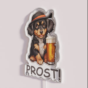 Vintage German-themed Oktoberfest Prost party neon decorative bar lighting sign.