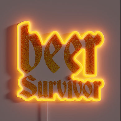 Vibrant neon sign featuring Oktoberfest beer drinking and sausage imagery.