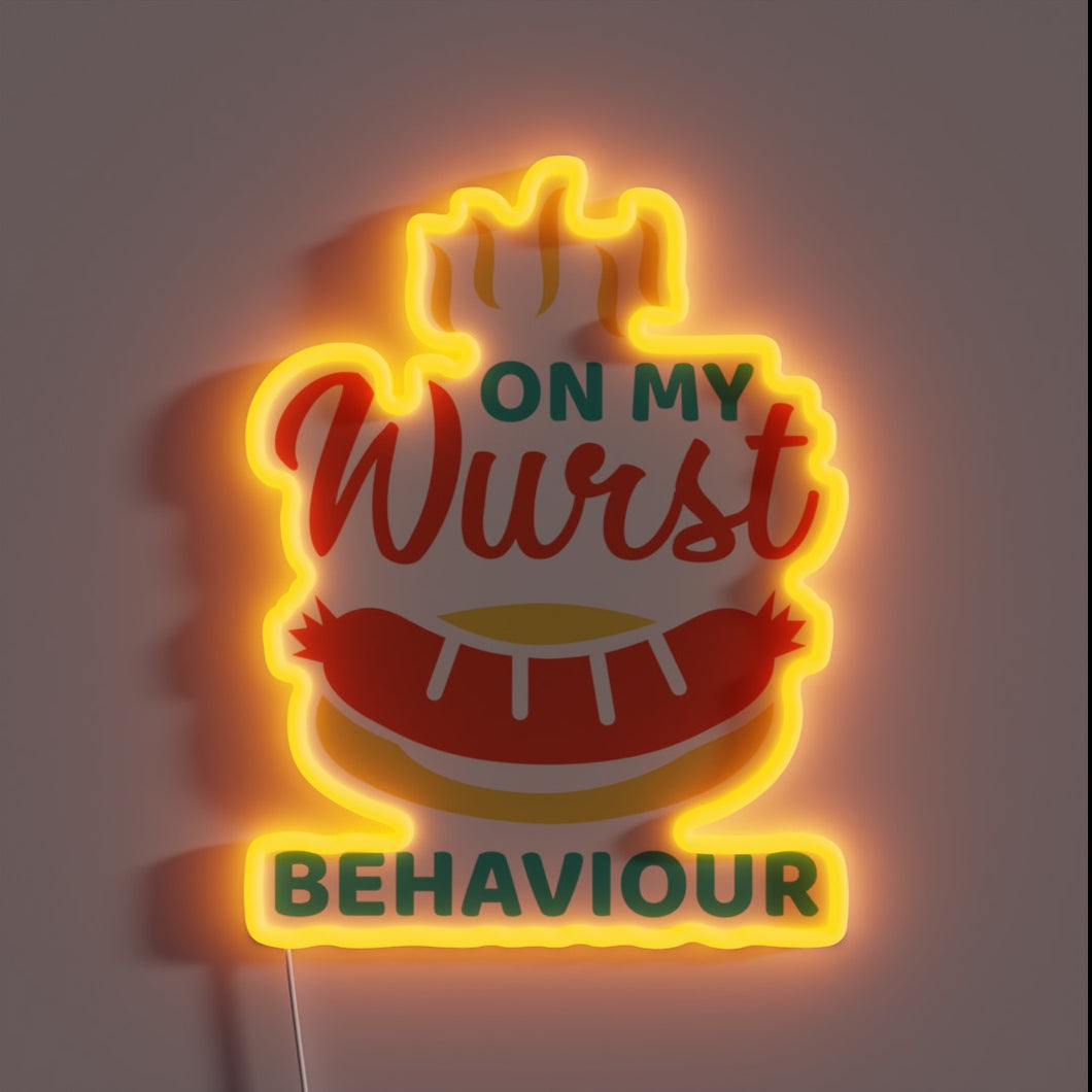 Electric German-themed neon sign with colorful LED Oktoberfest lighting accents.