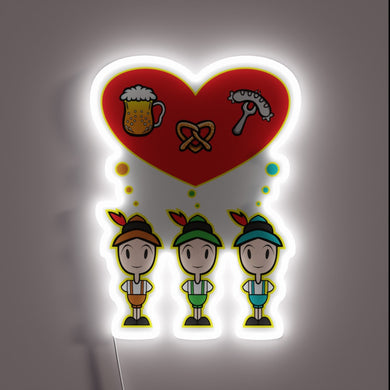 Traditional German-themed Oktoberfest beer festival celebration neon light display