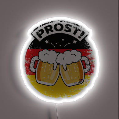 Traditional German celebration illuminated with colorful neon LED glow accents.