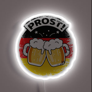 Traditional German celebration illuminated with colorful neon LED glow accents.
