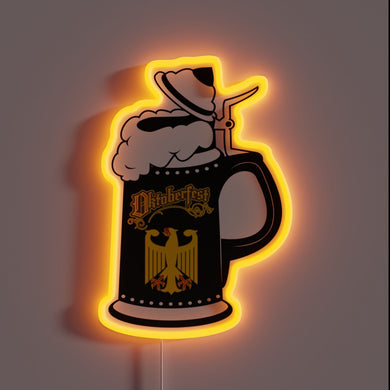 Vibrant RGB neon sign illuminates passion for German beer culture.
