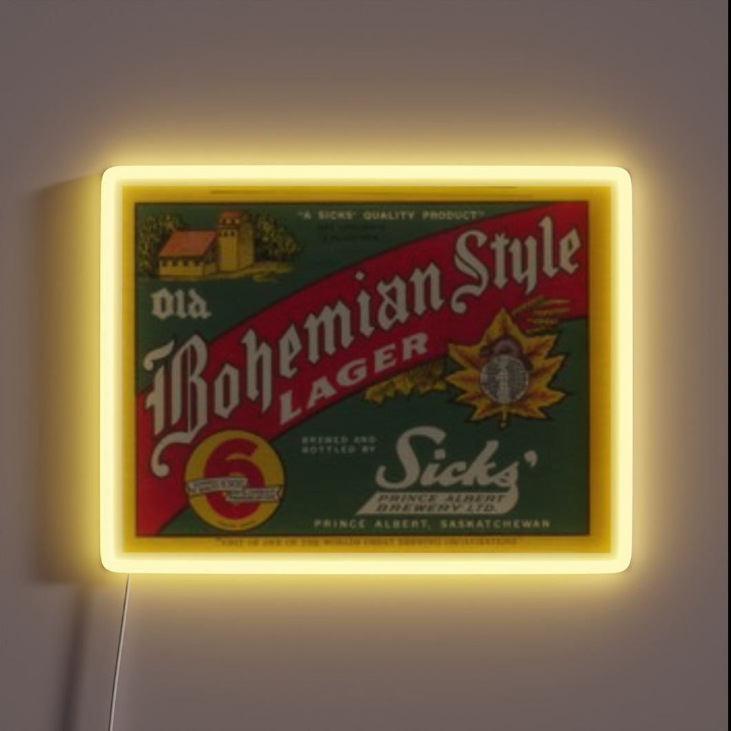 Authentic Vintage German-Inspired Boho Bar Sign with Neon LED Accent