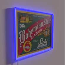 Load image into Gallery viewer, Vintage lager bar decor with bold, colorful Old World charm.