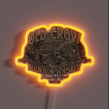Load image into Gallery viewer, Vintage whiskey brand logo featuring colorful RGB neon lighting effect.