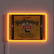 Load image into Gallery viewer, Vintage German-inspired beer sign with vibrant RGB neon lighting accents.