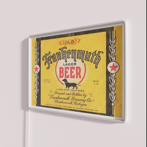 Neon vintage beer bar decor with vibrant color LED illumination.