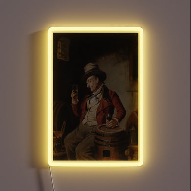 Vintage Artistic Neon Sign of an Old Gentleman Enjoying Beer