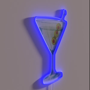 Olive Martini Cocktail Sign in Vibrant RGB Neon Lighting Color