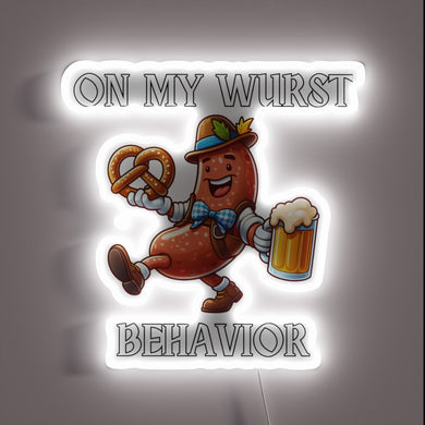 Vibrant neon sign for sausage enthusiasts and Oktoberfest revelers alike.