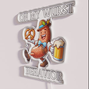 Laughing at Oktoberfest Wurst Humor Neon Sign for Sausage Lovers