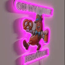 Load image into Gallery viewer, Colorful Oktoberfest decor with neon humor for sausage enthusiasts everywhere.