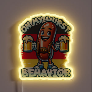 Add a quirky touch with this colorful German-themed neon sign.