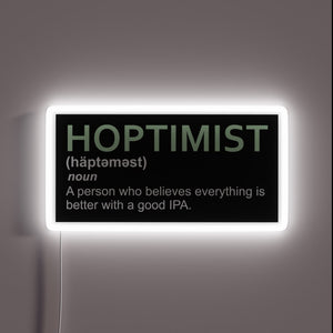 Customizable RGB Neon Sign with Vibrant HOPTIMIST Definition IPA Design