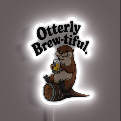 Cute and quirky otter-themed neon bar decoration with colorful lighting