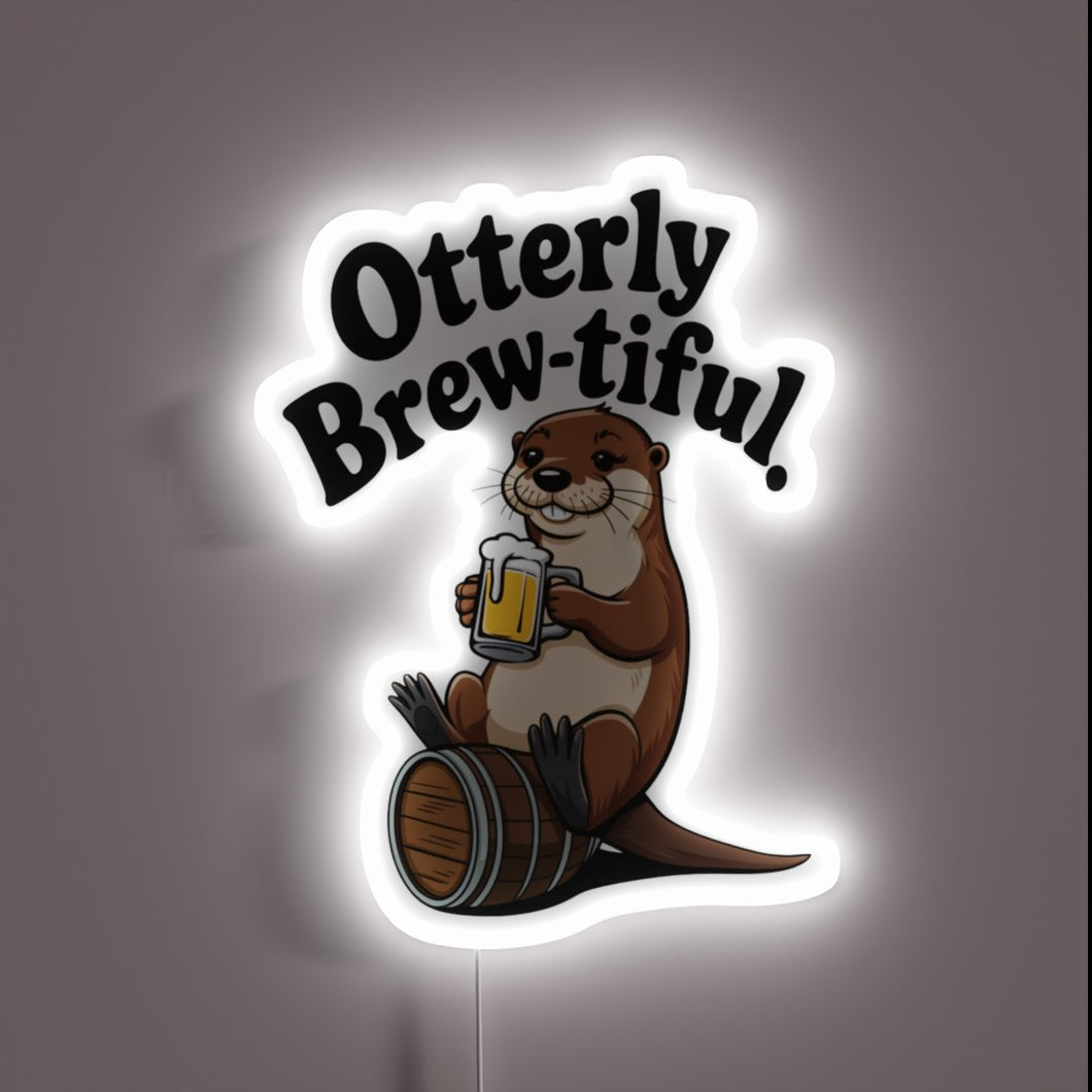 Cute and quirky otter-themed neon bar decoration with colorful lighting