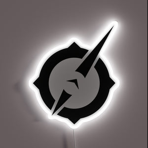 This neon sign features the bold, sharp-edged logo of *Outriders*, illuminated in crisp white — a sleek and powerful homage to the intense, sci-fi world of the game. Perfect for any gaming setup or fan cave.