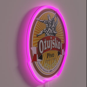 Croatian Lager Beer Brand Sign in Vibrant Neon Colorful Design