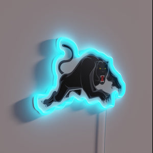 Neon Panther Silhouette Adorns Your Wall with Vibrant Colorful Accents