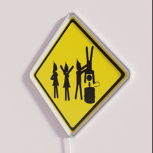 Load image into Gallery viewer, Vibrant neon party decoration road signs with colorful RGB lighting