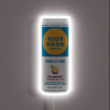 Load image into Gallery viewer, Bright, refreshing, and bold – this neon sign captures the essence of a High Noon Passionfruit can, glowing with crisp white light and perfect for any fan of summer sips and good vibes.