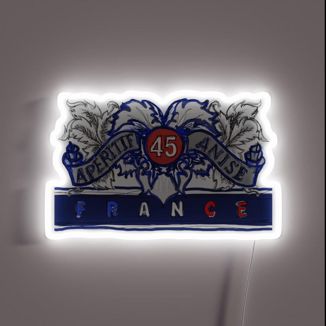 Vintage French pastis bar advertising sign from Marseille in neon