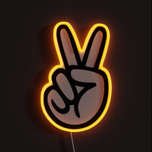 Load image into Gallery viewer, Peace Sign RGB neon sign, front view lit, printed on acrylic