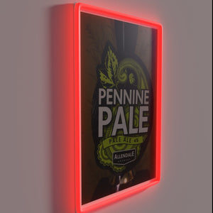 Neon sign for walkers and outdoor enthusiasts with pale design.