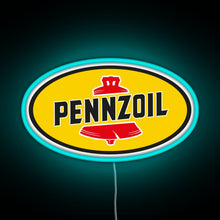 Load image into Gallery viewer, Pennzoil old logo RGB neon sign lightblue 