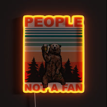 Load image into Gallery viewer, Beer Drinking Bear RGB neon sign, front view lit, printed on acrylic