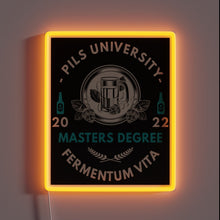 Load image into Gallery viewer, Pils University Official RGB Neon Sign with Electric Blue Glow