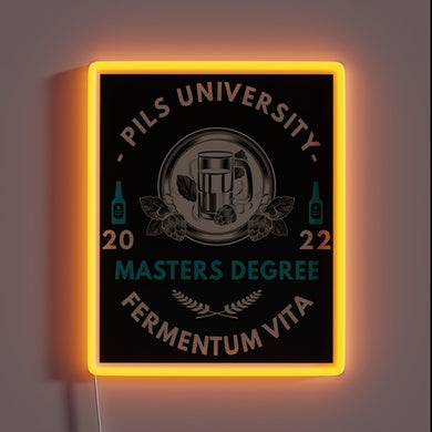 Pils University Official RGB Neon Sign with Electric Blue Glow