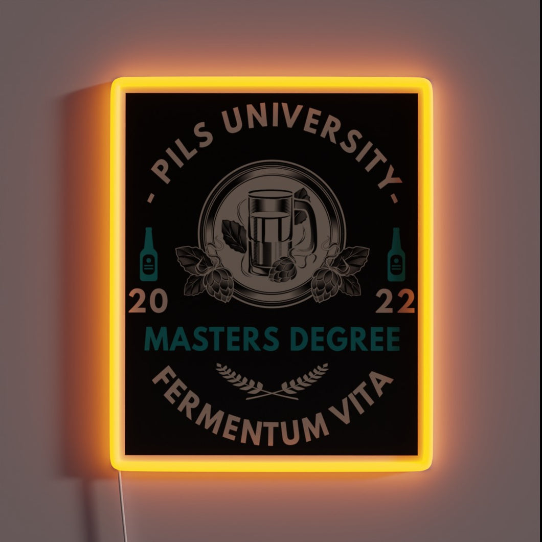 Pils University Official RGB Neon Sign with Electric Blue Glow