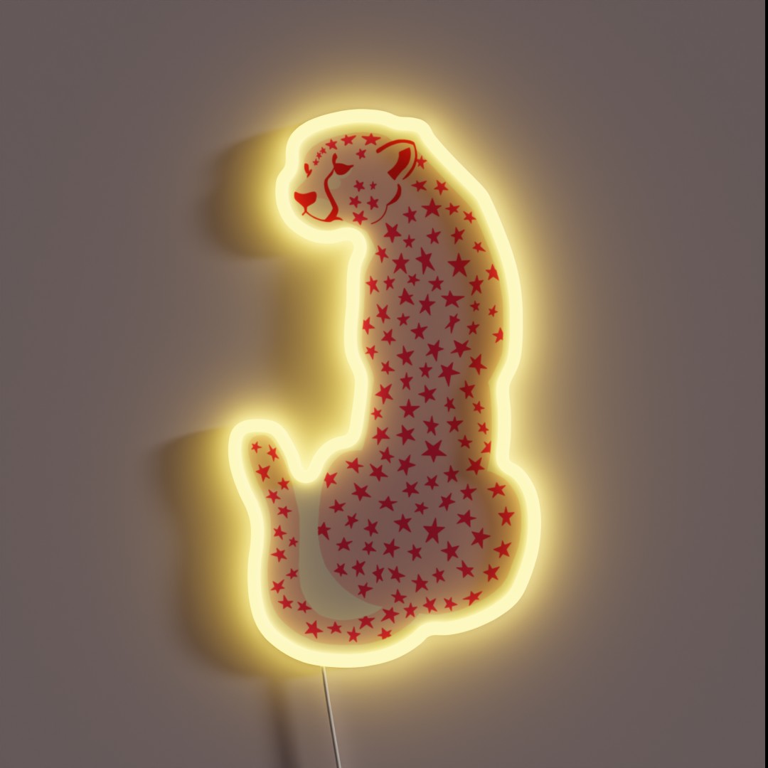 Pink And Red Star Cheetah Leopard Rgb Led Sign – Neon Factory