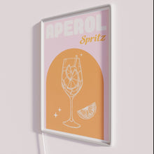 Load image into Gallery viewer, Vibrant pink and orange Aperol Spritz cocktail neon bar decor sign.