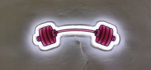 Pink curved barbell RGB neon sign