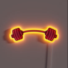 Load image into Gallery viewer, A neon pink barbell glowing with fiery orange — perfect for turning your gym gains into wall art!