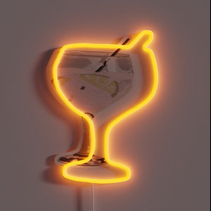 Vibrant pink neon drinkware accent wall bar decor statement piece