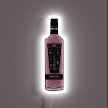 Load image into Gallery viewer, Neon sign shaped like a Pink Whitney glitter edition vodka bottle with a white glow.
