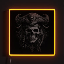 Load image into Gallery viewer, Pirate Skull Captain RGB neon sign, front view lit, printed on acrylic